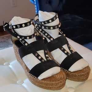 Jimmy Choo Danica Pearl Espadrille Calfskin Sandal Wedges